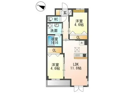 CHALEUR(1SLDK/1階)の間取り写真