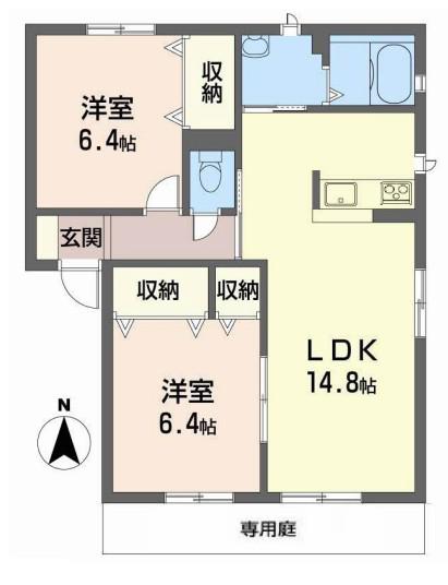 CASA BELLA NOZATO(2LDK/1階)の間取り写真