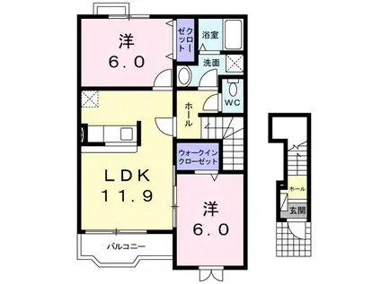 リバーサイドビラ河合(2LDK/2階)の間取り写真