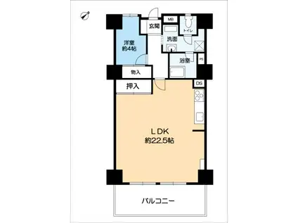 茨木グランドハイツ(1LDK/2階)の間取り写真