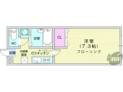 アルクラーラみずほ台(1K/1階)の間取り写真