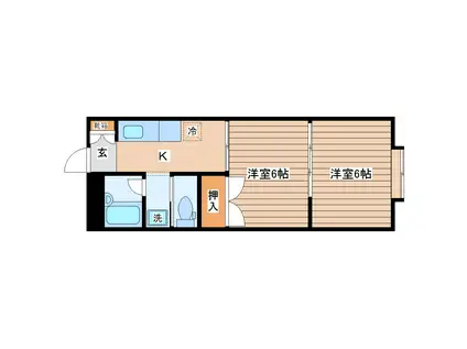 ホープシティ名取(2K/2階)の間取り写真