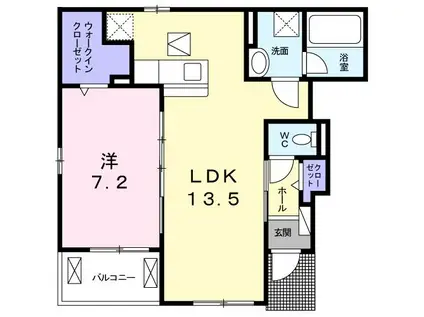 プランドール 弐番館(1LDK/1階)の間取り写真