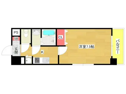 ふぁみゆ弁天町(1K/7階)の間取り写真