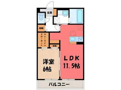 ラフィーネHASE(1LDK/2階)の間取り写真