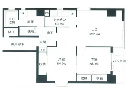GIZA堀江公園(1LDK/6階)の間取り写真