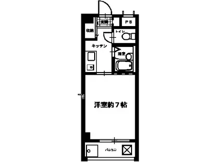 ライフかすがの(1K/4階)の間取り写真