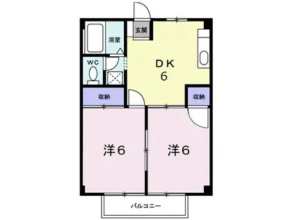 ハイツ井出A(2DK/2階)の間取り写真