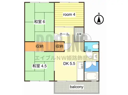 市川団地(3DK/4階)の間取り写真