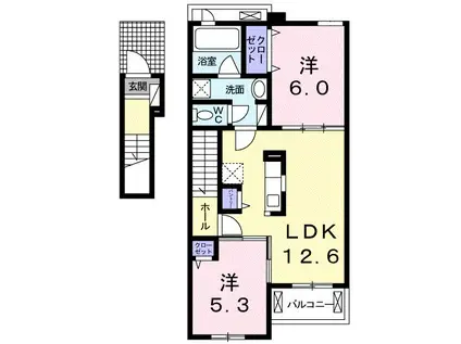 アン・パレ B(2LDK/2階)の間取り写真