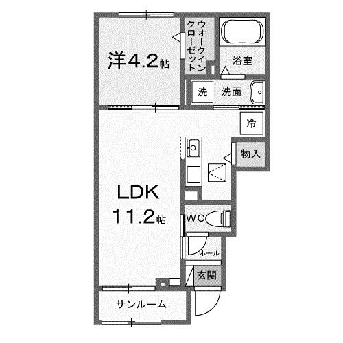 モンステラ(1LDK/1階)の間取り写真