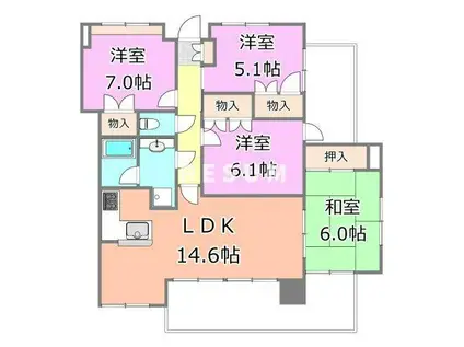 ウッドパーク東千葉(4LDK/4階)の間取り写真