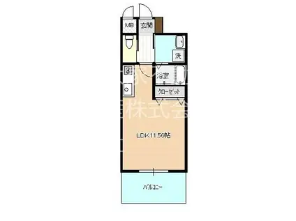 GRAND WISTERIA(ワンルーム/9階)の間取り写真