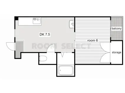 川島第三ビル(1DK/4階)の間取り写真