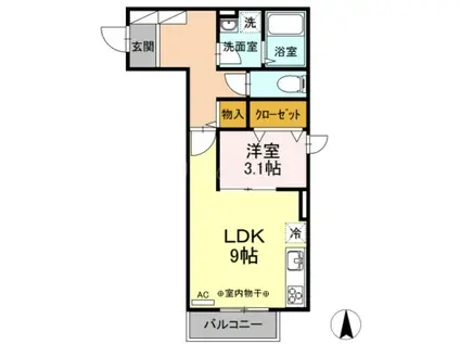 ノワール・エ・ブラン(1LDK/3階)の間取り写真