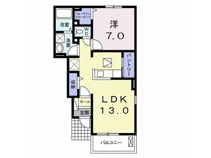 シャンポールおがせII(1LDK/1階)の間取り写真