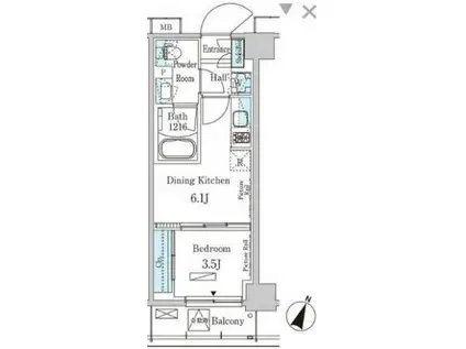 ファビュラスリガード(1LDK/2階)の間取り写真
