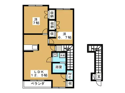 グローバルシティ F棟(2LDK/2階)の間取り写真