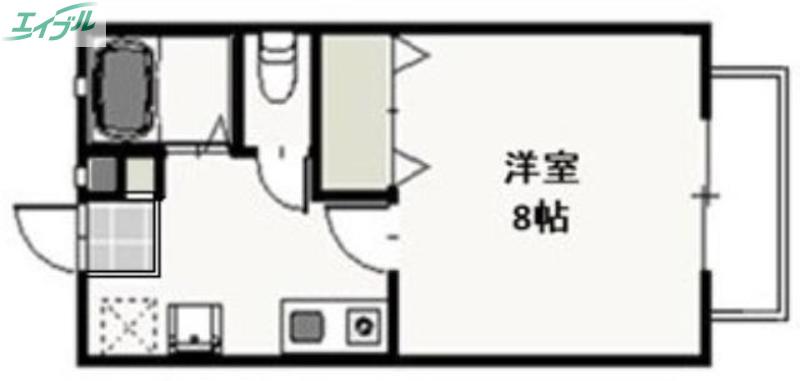 ライフベルクB(1K/2階)の間取り写真