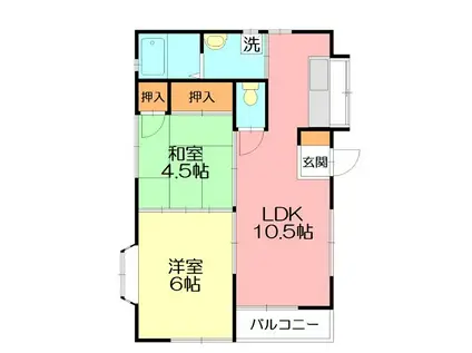 メゾンサンライトIII(2LDK/2階)の間取り写真