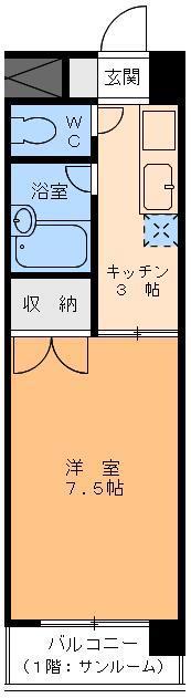 トスカーナ(1K/5階)の間取り写真