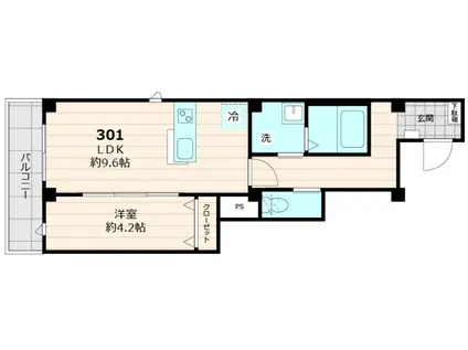 ケイハウス(1LDK/3階)の間取り写真