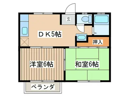 オークスA(2DK/2階)の間取り写真