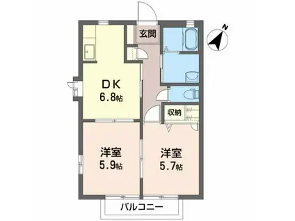 タウンコート木村(2DK/2階)の間取り写真