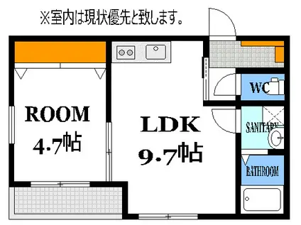 リノリノアパートメントWITHB棟(1LDK/1階)の間取り写真