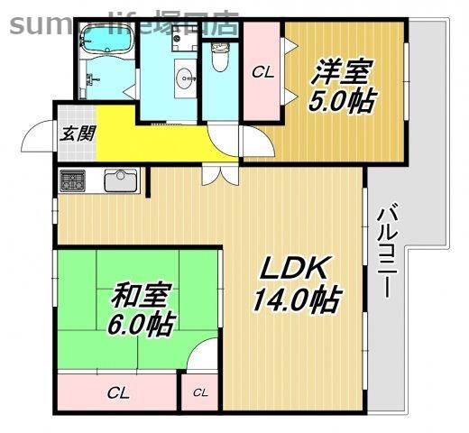 ラフィーネセオミ(2LDK/3階)の間取り写真