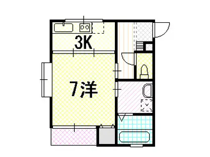 めぞん太陽V(1K/3階)の間取り写真