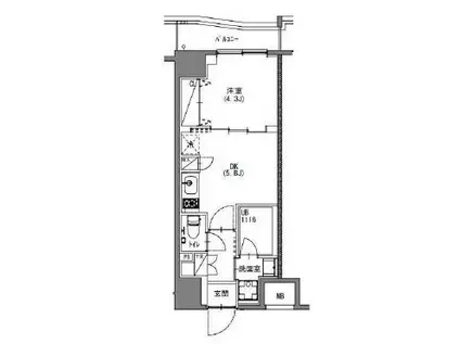 S-RESIDENCE新宿御苑(1DK/12階)の間取り写真
