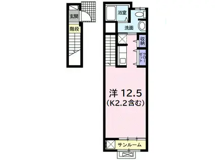 フラワープラネット(ワンルーム/2階)の間取り写真