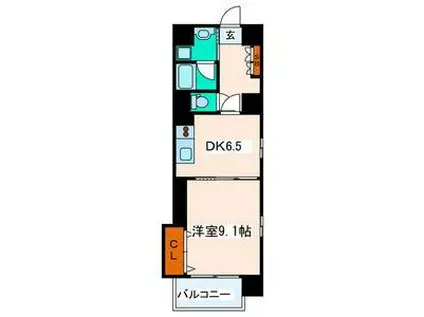 ヴィアーレ勾当台I(1DK/10階)の間取り写真