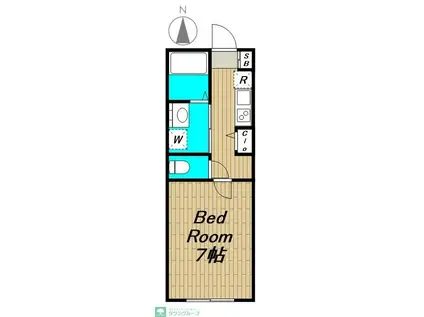 フルセイル上北台(1K/2階)の間取り写真