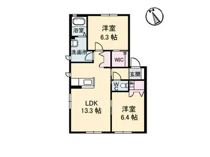 グランマストシエロ IV棟(2LDK/1階)の間取り写真