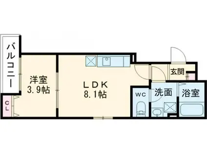 ALEGRIA枚方サウス(1LDK/1階)の間取り写真