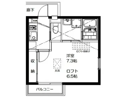 ベイ・コート(1K/2階)の間取り写真