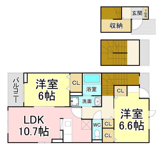 レジデンス プリュI(2LDK/3階)の間取り写真
