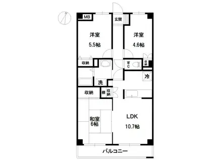 PALACE AZALEA(3LDK/3階)の間取り写真