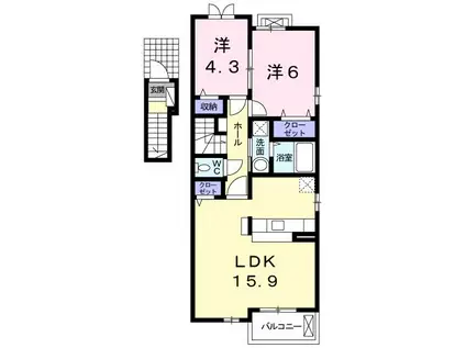 メゾンブローテII(2LDK/2階)の間取り写真