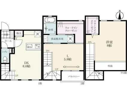 ロワイヤルアイランド織島II(1LDK/1階)の間取り写真