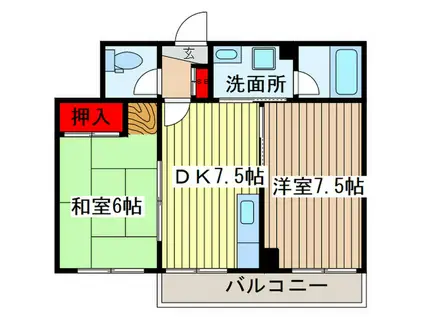 CHATEAU ASAI(2DK/1階)の間取り写真