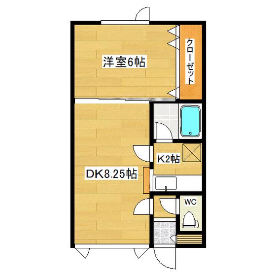 ラピュタハウスB(1LDK/1階)の間取り写真