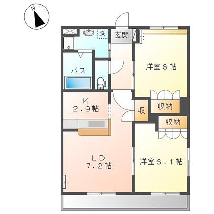 プレザンス湯郷(2LDK/1階)の間取り写真