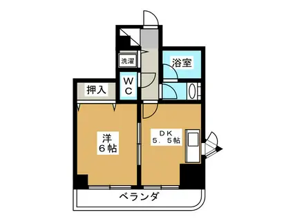 レールサイドヒルズ(1DK/2階)の間取り写真