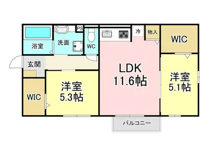 エターナル雅III(2LDK/2階)の間取り写真