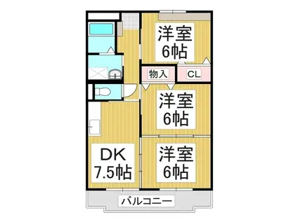 クリスタル萬月(3DK/1階)の間取り写真