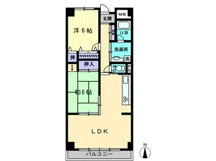 ロイヤルガーデン桜町(2LDK/3階)の間取り写真