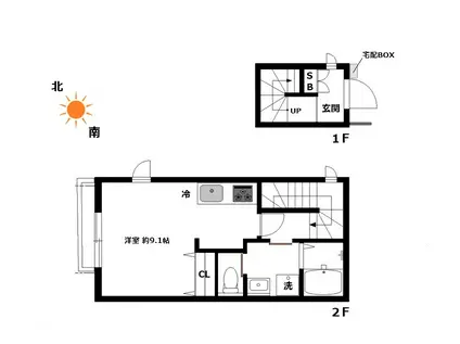 PICCOLA MONTAGNA(ワンルーム/2階)の間取り写真